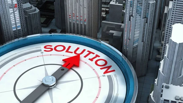 Compass with pointing the solution business — Stock Photo, Image