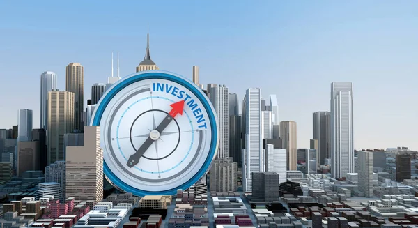 Kompass med pekar investeringsverksamhet — Stockfoto