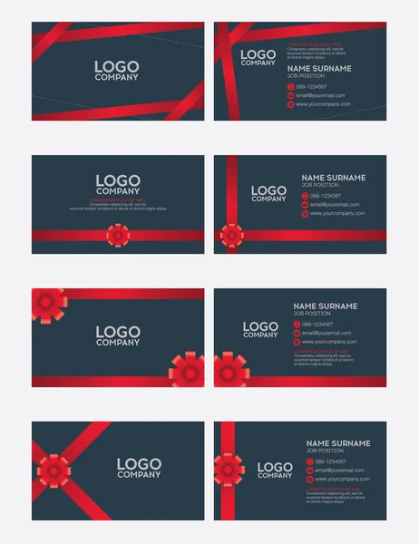 Набор современных шаблонов визитной карточки, синяя и красная лента b — стоковый вектор