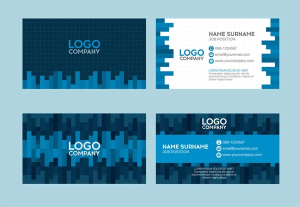 Conjunto de moderno nombre de la empresa plantilla de tarjeta, abstracto píxel azul — Vector de stock