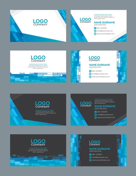 Set of modern business name card template, blue abstract color — Stock Vector