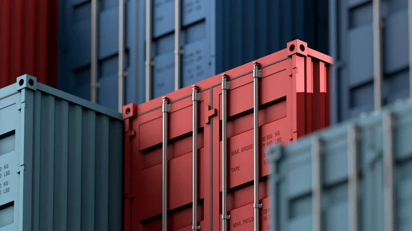 Пачка контейнеров коробка, Грузовое грузовое судно для экспорта импорта — стоковое фото