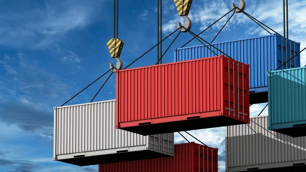 Kraanhaak met ladingcontainer voor tekst, 3d render — Stockfoto