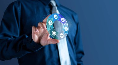 İş adamı şov yönetimi iş dünyasının 3d daire simgesi