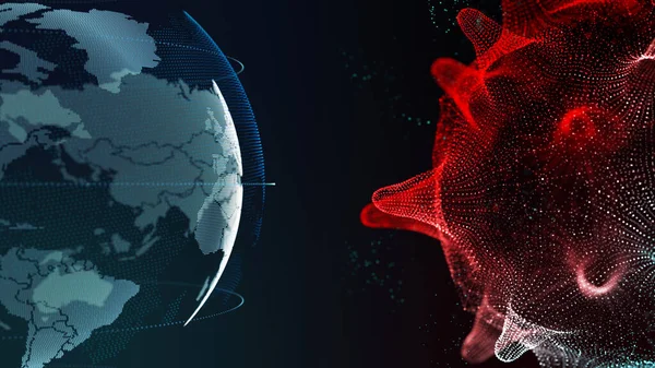 Мир Корона Вирус Рендеринг Микрофона Клеток Ковид — стоковое фото