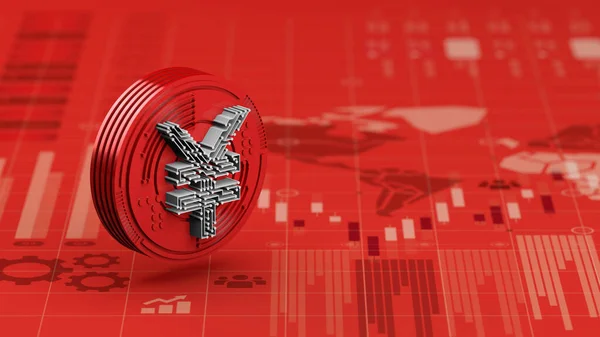 Yuan Digital Valuta Kina Röd Ekonomi Diagram Rendering — Stockfoto