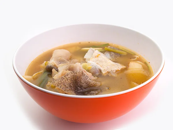 Würzige Fischsuppe, heiße Suppe — Stockfoto