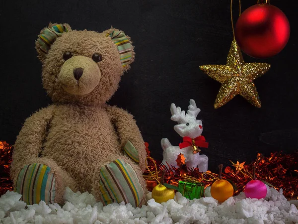 New Year date, teddy bear. — Stock Photo, Image