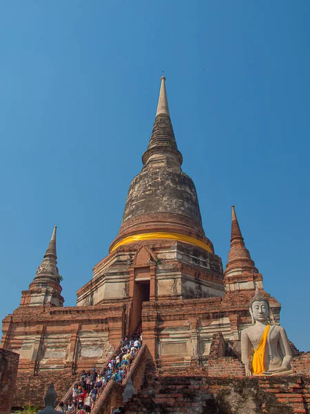 Wat Yai Chaimongkol Ayutthaya-tól. — Stock Fotó