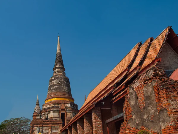Wat Yai Chaimongkol Ayutthaya, Thajsko. — Stock fotografie