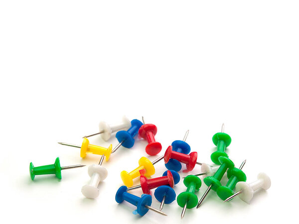 Set of push pins in different colors.