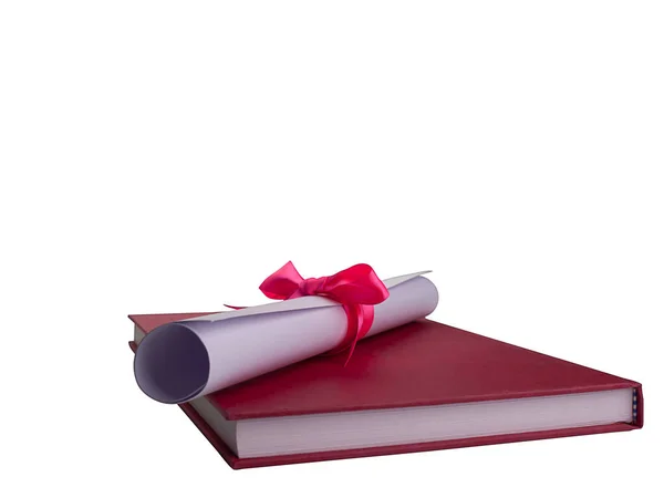 Diploma di istruzione, Libro rosso. (percorso di ritaglio ) — Foto Stock