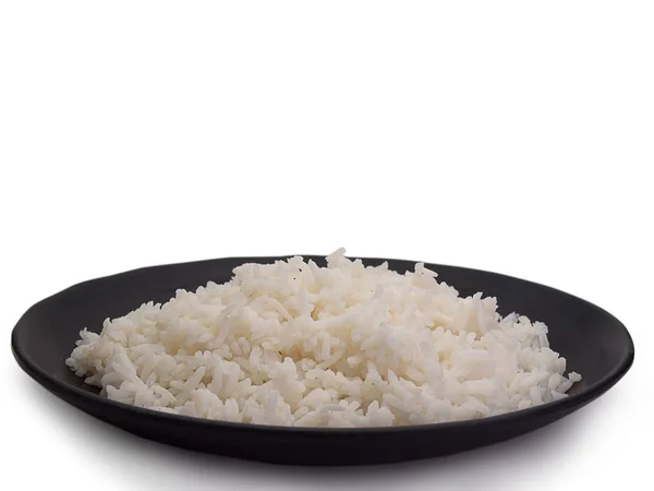 Bowl full of rice on white . — Stock Photo, Image