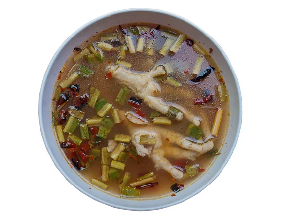 Csirke lábak leves csípős-savanyú leves. — Stock Fotó