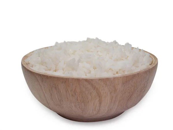 Bowl full of rice on white. — Stock Photo, Image