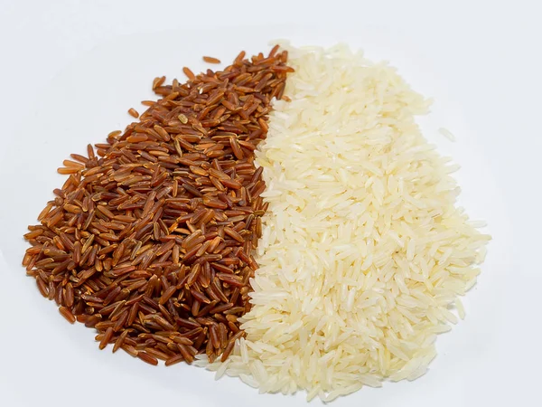 Arroz integral, arroz blanco . —  Fotos de Stock