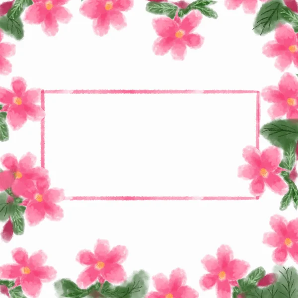 Frame of flowers on a white background.