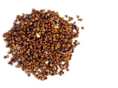 Beyaz arka planda kaktüs tohumları var. (metin için boş alan ile))