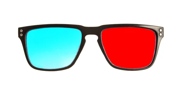 Lunettes Rouges Bleues Isolées Sur Fond Blanc — Photo