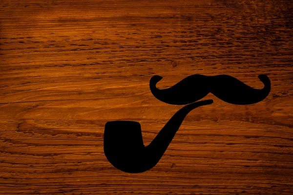 Silueta de bigote y cco pipe — Foto de Stock