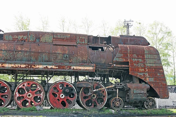 Věku červené zelené parní lokomotiva — Stock fotografie