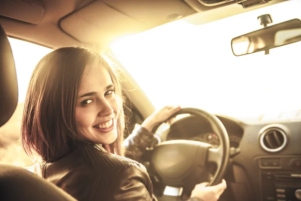 Woman driving  car — Stock Photo, Image
