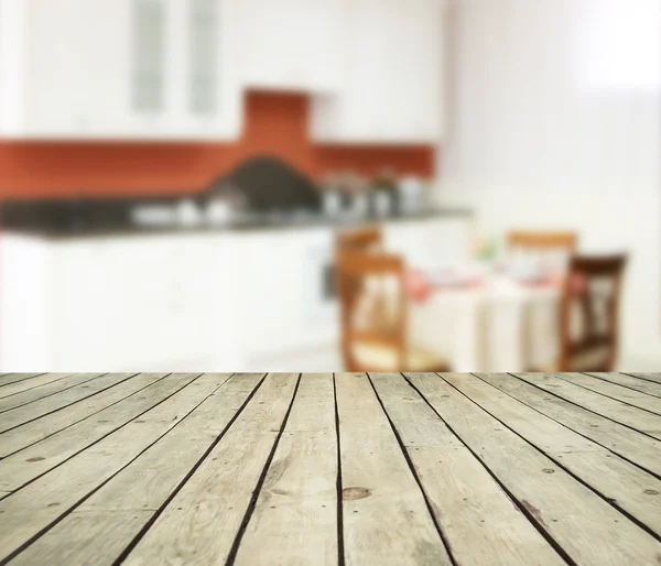 wooden table and blur background