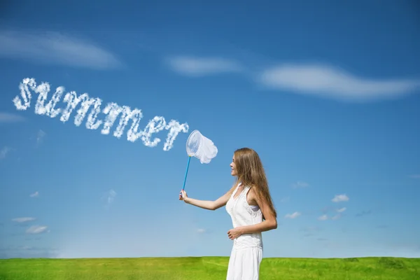 Wort Sommer Wort im Himmel — Stockfoto