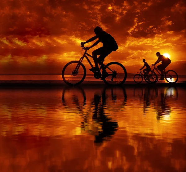 Gezelschap van vrienden op de fiets — Stockfoto