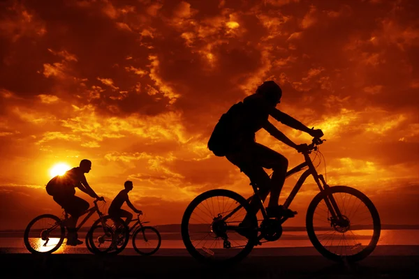 Sällskap av vänner på cyklar — Stockfoto