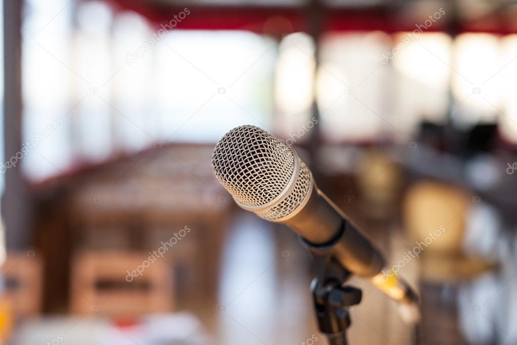 modern Microphone in concert hall 