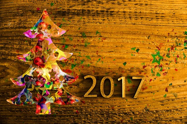 Christmas tree and 2017 number — Stock Photo, Image