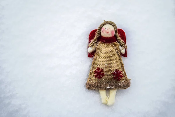 Angel doll with red wings — Stock Photo, Image