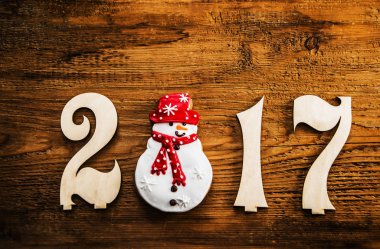  ahşap numaraları ve kardan adam ile kartı