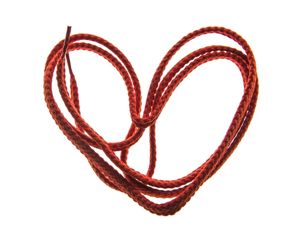Κόκκινη καρδιά δαντέλα ή σχοινί — Φωτογραφία Αρχείου