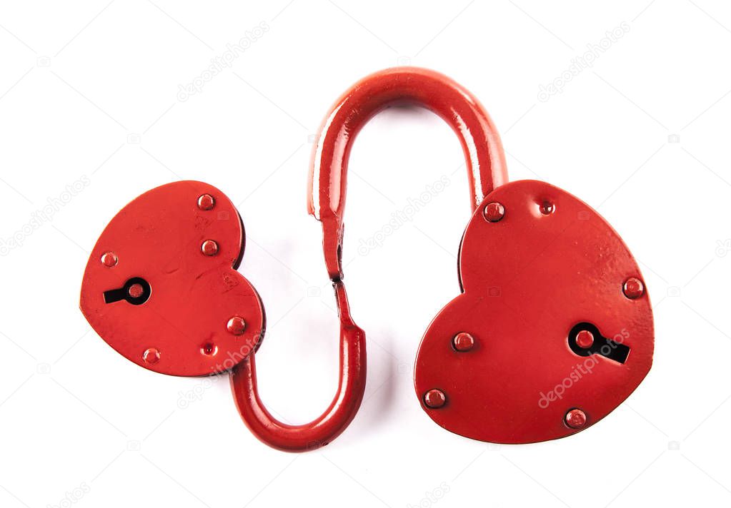 Two padlocks locked together  