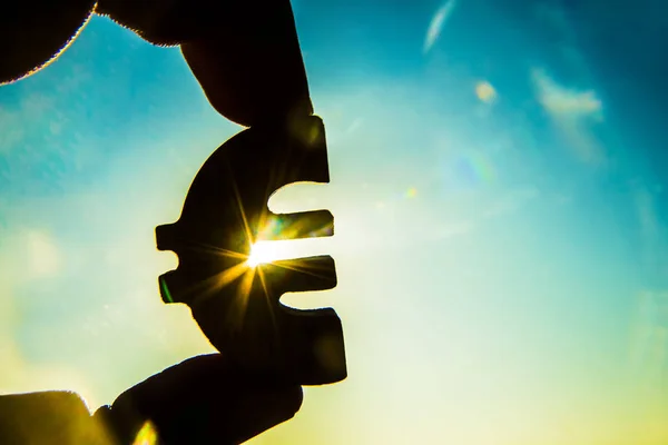 Man's hand holding  Euro icon — Stock Photo, Image