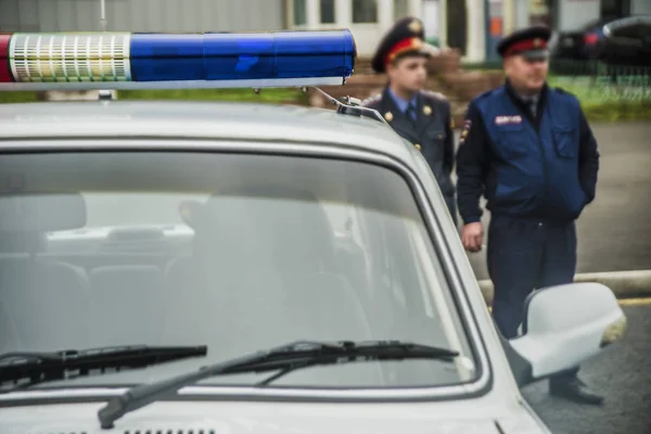 Ruská policejní auto se světly — Stock fotografie