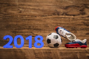 Futbol topu ve bot ile üç renkli