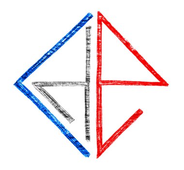 güzel resim beyaz üzerine izole edilmiş kırmızı, siyah, mavi çizgiler ile