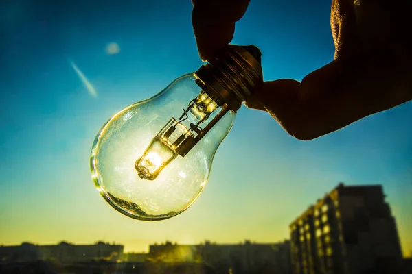 Electrical light bulb in hand — Stock Photo, Image
