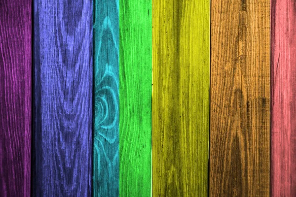 Tábuas de madeira com sete cores — Fotografia de Stock