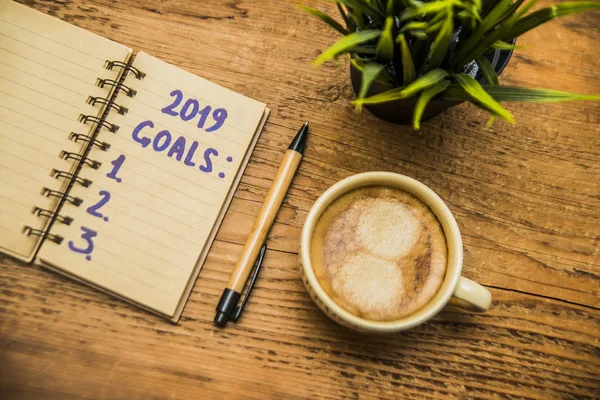 Goals list in notebook — Stock Photo, Image