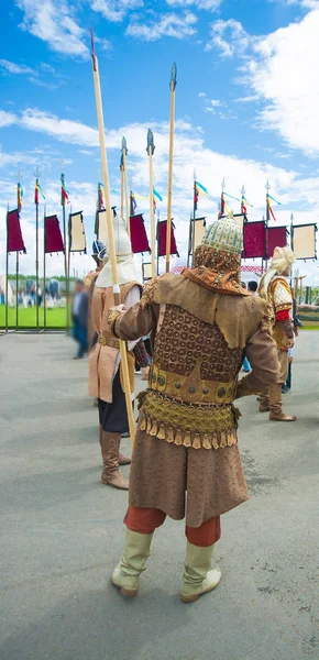 亚洲中世纪的装甲骑士 后视镜 — 图库照片