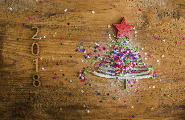 Christmas Tree with  red star above. — Stock Photo, Image