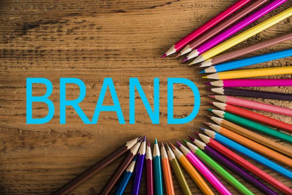 Color pencils  with word brand — Stock Photo, Image