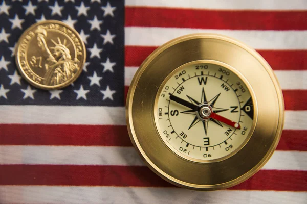 golden Compass on USA flag