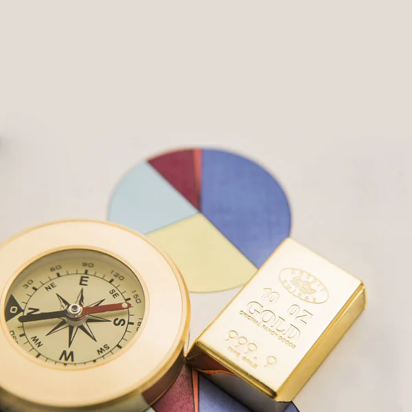 gold bar and golden compass