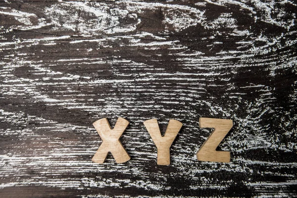 Escritorio Escolar Vintage Con Letras Madera Concepto Estudio Aprendizaje Xyz — Foto de Stock