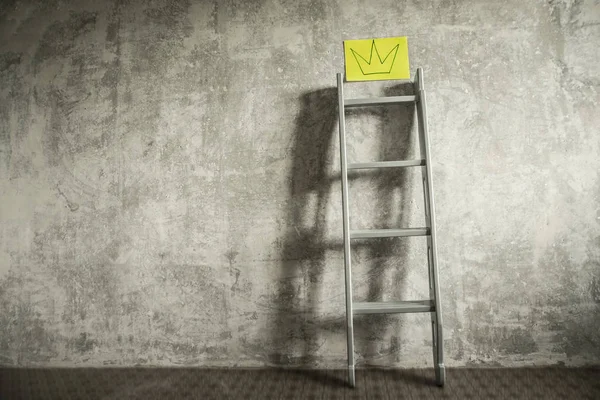 Ladder with paper with crown sign — Stock Photo, Image